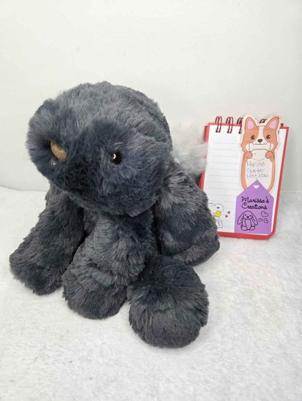 NWT Customized Jellycat Medium Smudge Rabbit "Coal"